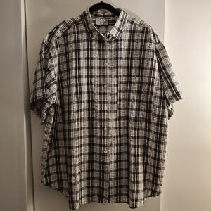 JP Collections Black and White Plaid Men's Short Sleeve Shirt